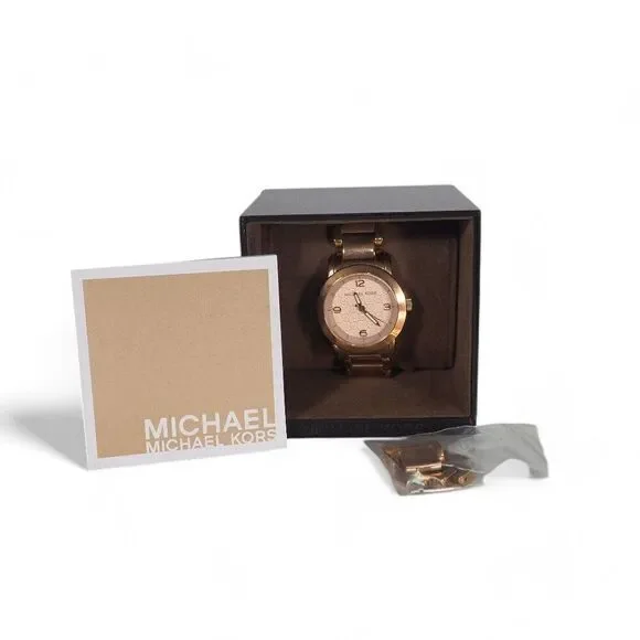Michael Kors Women's MK3159 Signature Logo Face Rose Gold Watch